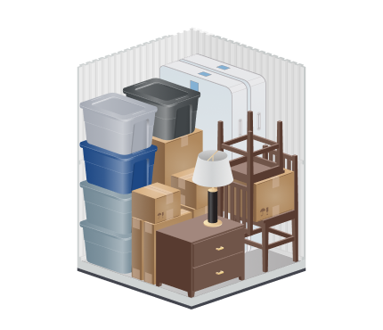 small storage units size guide image for Stow-A-Way Self Storage, 616 Canal St, San Rafael, CA, 94901